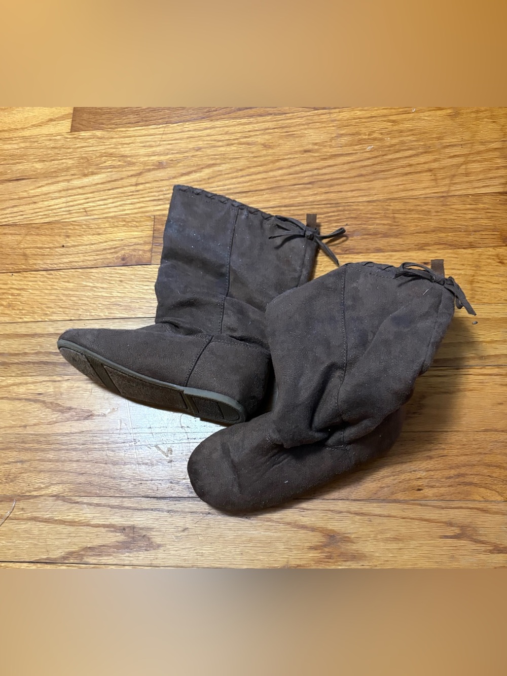 Kids Brown Suede Mid-Calf Boots